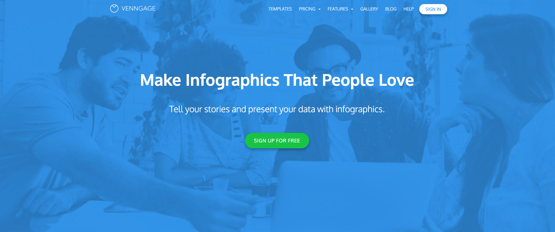 A screenshot of a website that says make infographics that people love