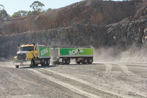 View of an extended green Hercules truck