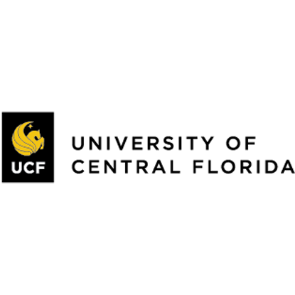 The university of central florida logo has a yellow eagle on it.