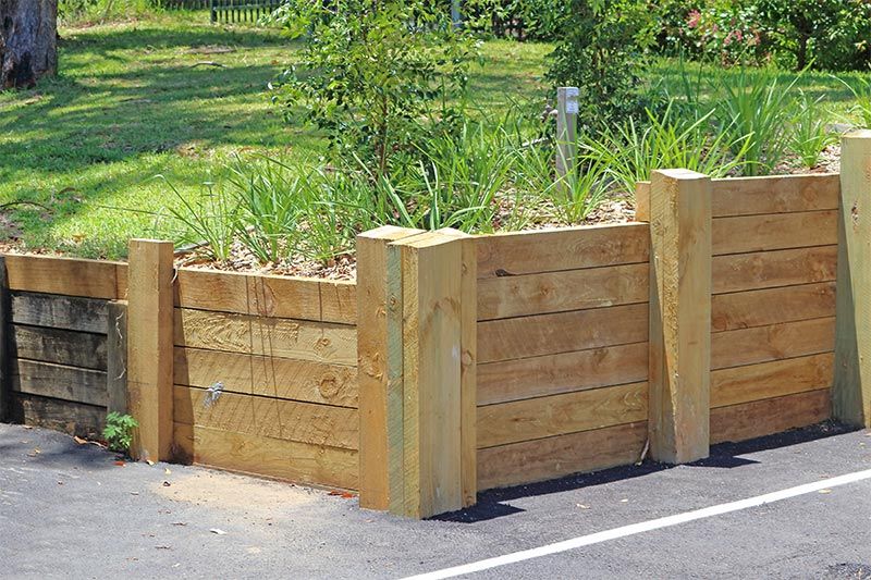 Pine Sleeper Retaining Wall Installation Sunshine Coast