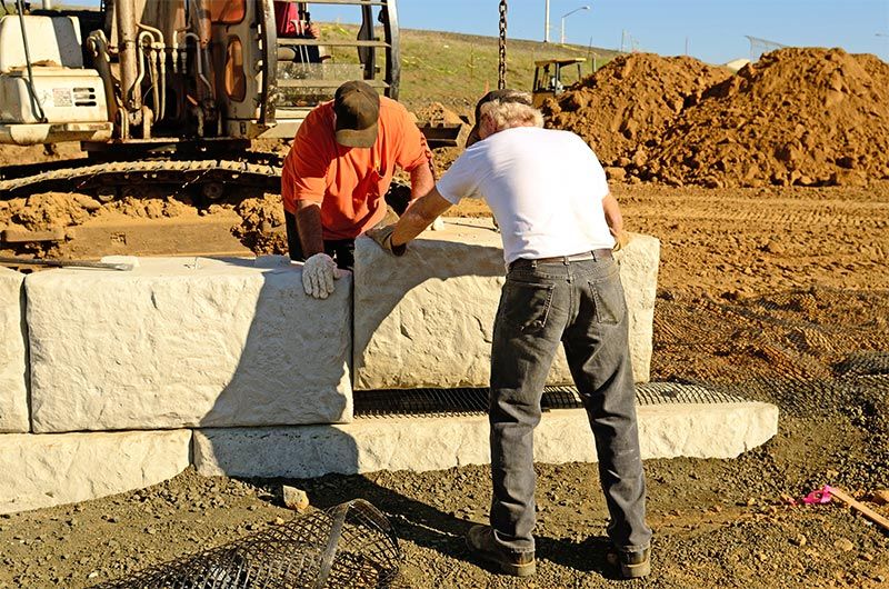 Sandstone Retaining Wall Under Construction Sunshine Coast