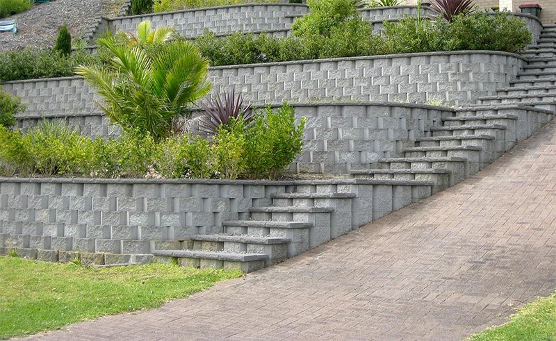Completed Tiered Block Retaining Wall