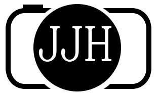 Black and white logo: JJH initials inside a black circle, framed by a stylized camera outline.