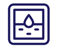 A drop of water in a square; water is shown above and below the drop.