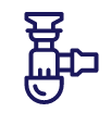 Blue plumbing trap icon.