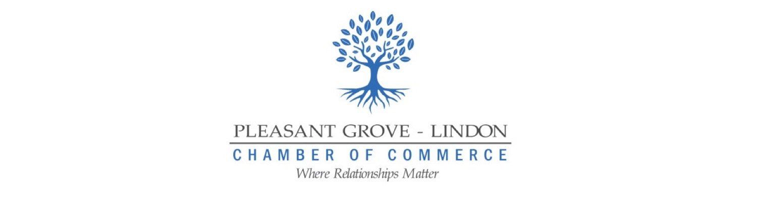 A logo for the pleasant grove - lincoln chamber of commerce