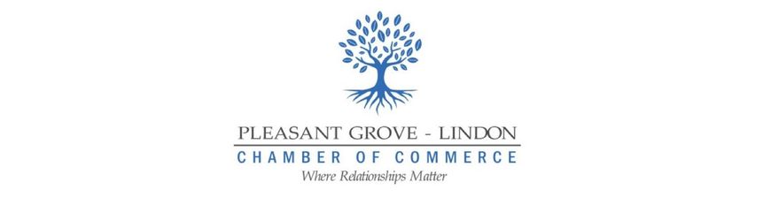 A logo for the pleasant grove - lincoln chamber of commerce