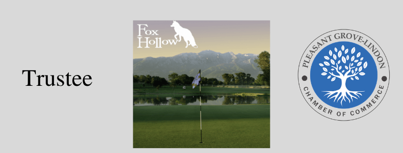 A picture of a golf course and a logo for trustee