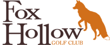 A logo for fox hollow golf club with a fox on it