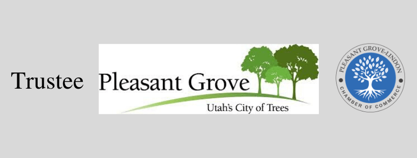 A logo for trustee pleasant grove utah 's city of trees
