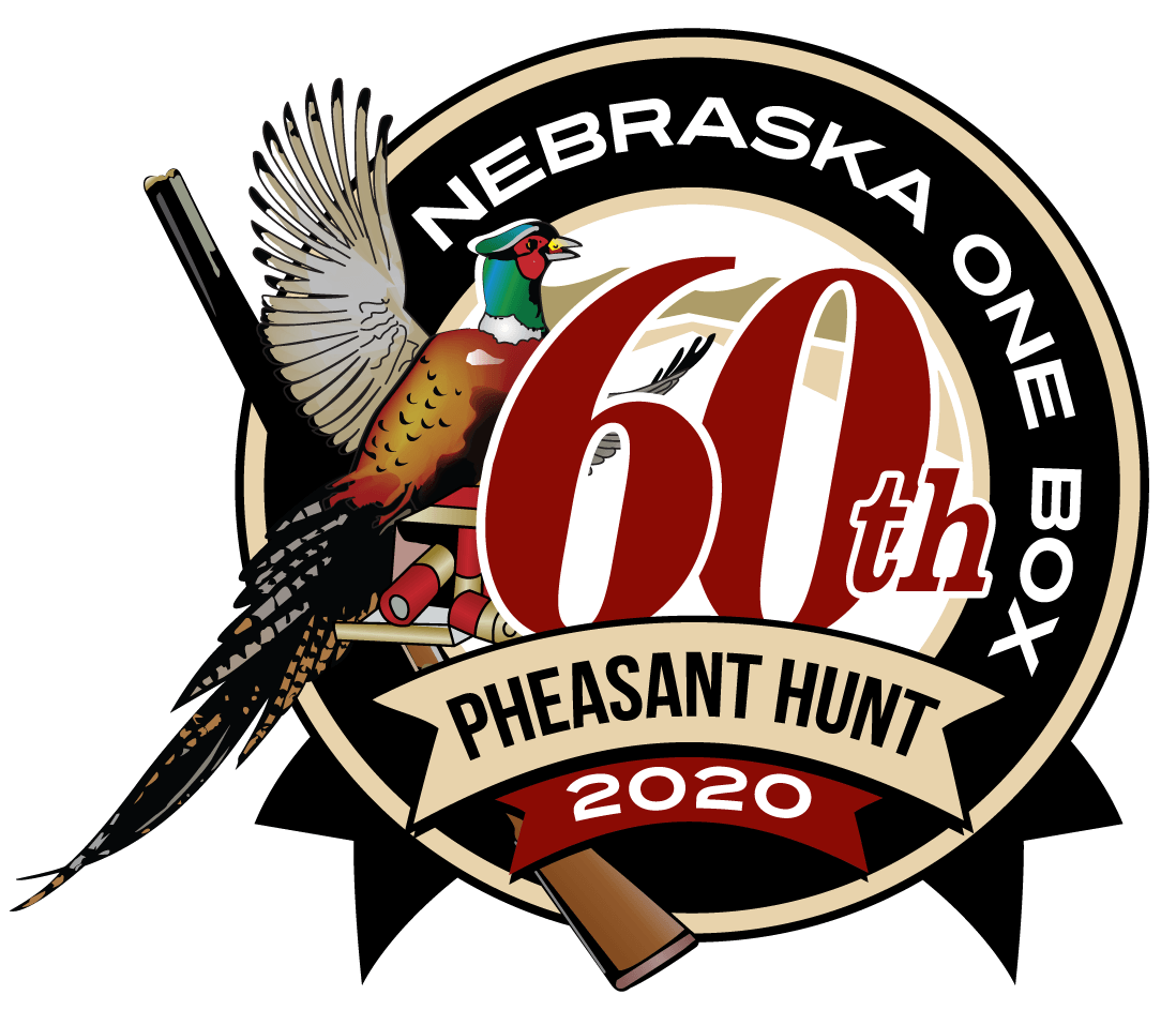 Logo for the 60th Nebraska One Box Pheasant Hunt. Features pheasant, shotgun, and