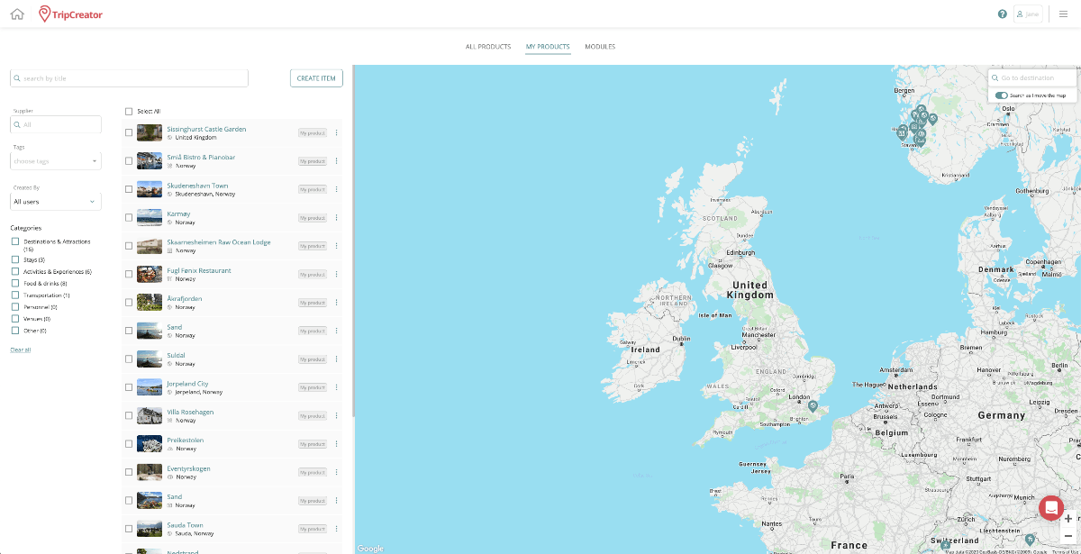 TripCreator Itinerary Content Management System CMS