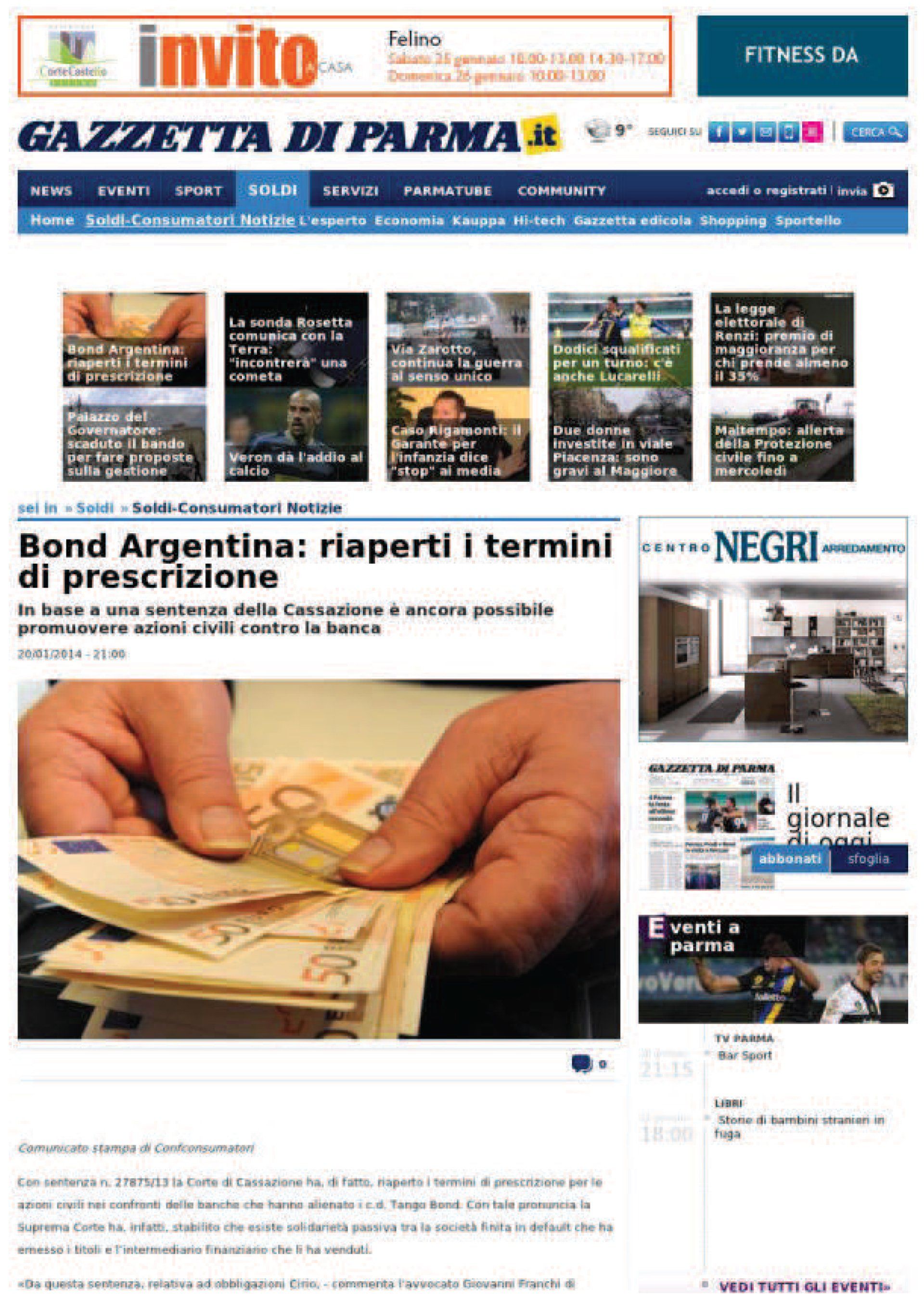 articolo sulla gazzetta di parma sui bond argentina