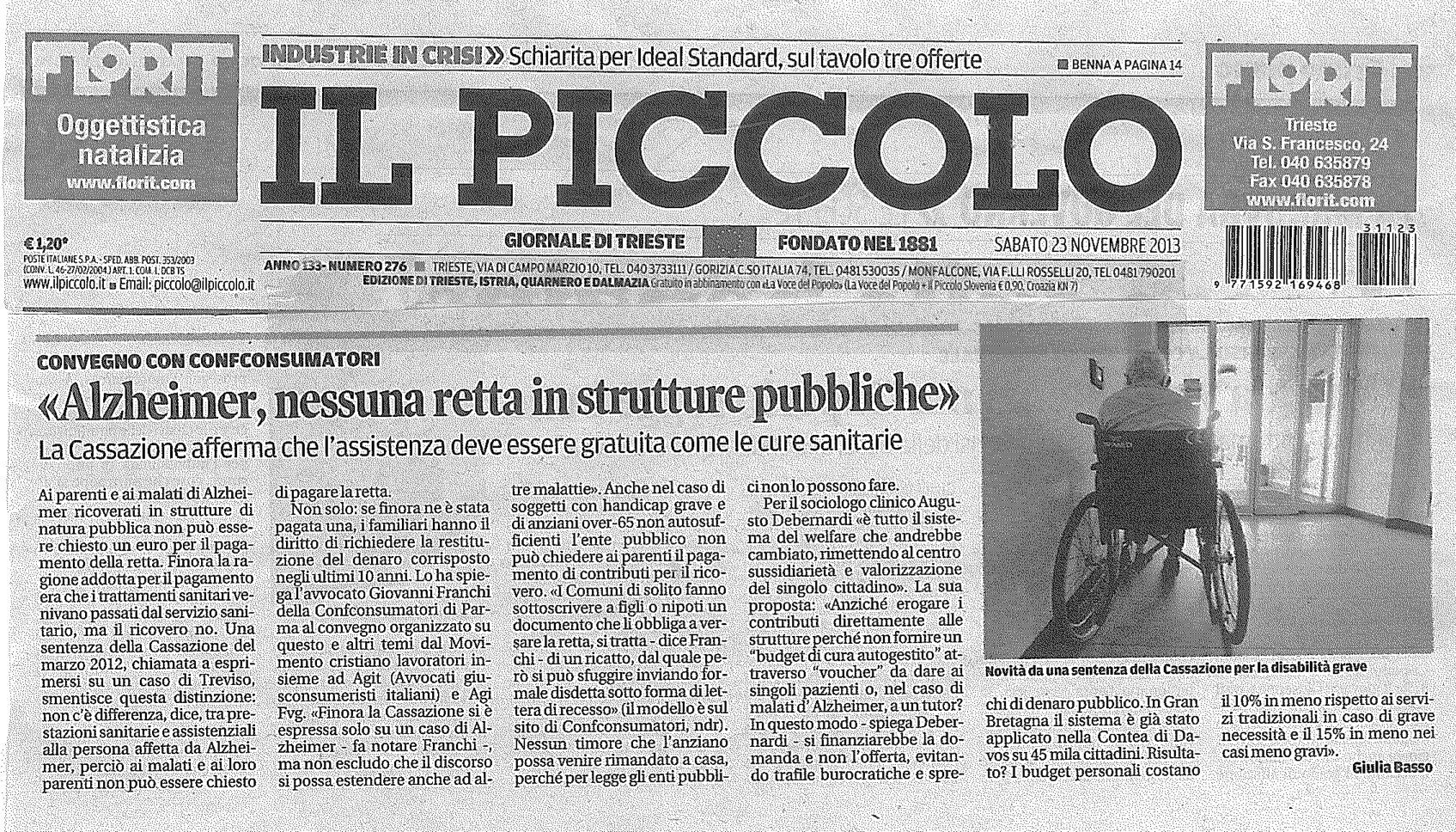 ALZHEIMER, NESSUNA RETTA IN STRUTTURE PUBBLICHE