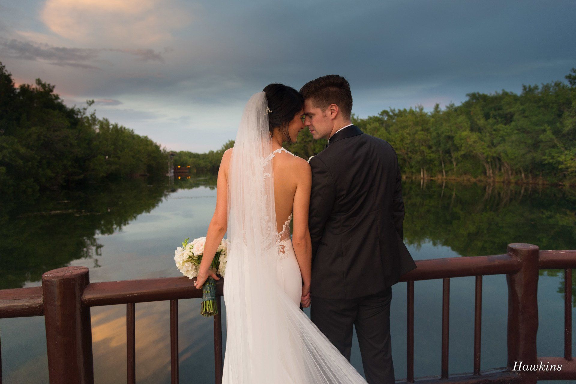 Bride and Groom at Sunset
