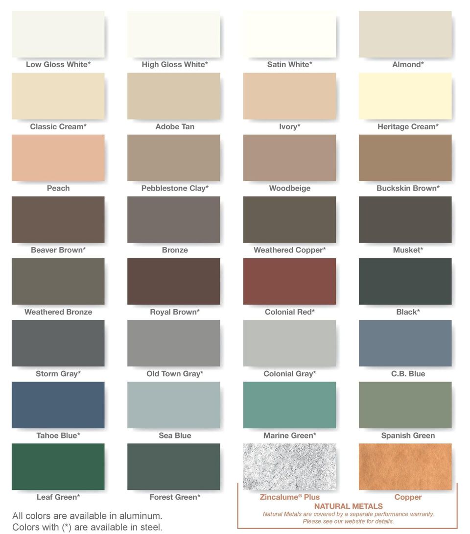 Color Chart — Helena, MT — Continuous Rain Gutter Co. Color Chart — Helena, MT — Continuous Rain Gutter Co.