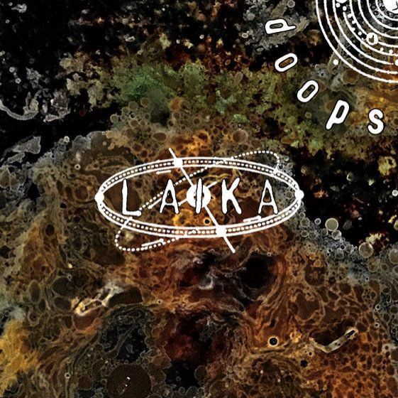A close up of a lakka logo on a colorful background