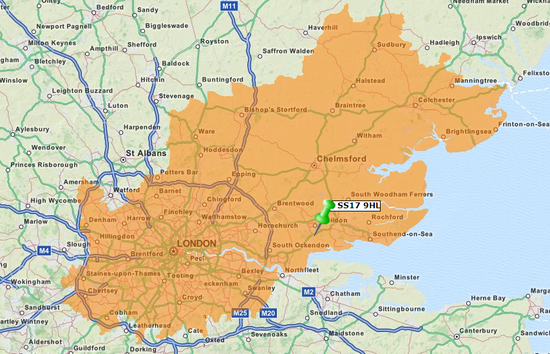 Map of coverage area