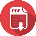 Red circle with white PDF document icon and downward arrow for download.