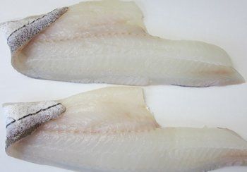 Two raw white fish fillets, side by side.