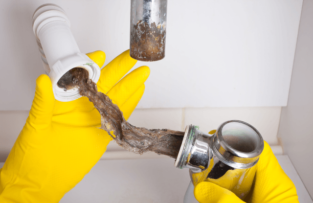 hair in drain pipe