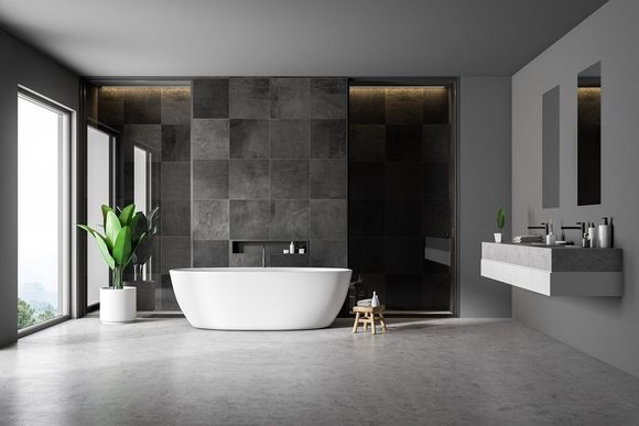 bagno rivestito in gres porcellanato