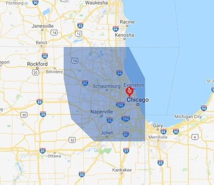 A map of the state of michigan showing the location of chicago.