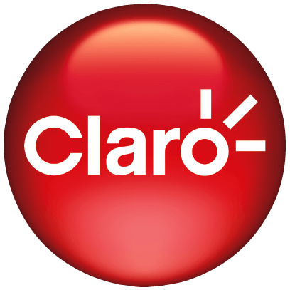 Logotipo de Claro sobre un fondo circular rojo brillante