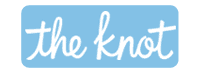 A blue rectangle with the word the knot written on it.