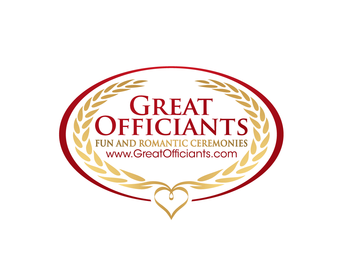 A logo for great officiants fun and romantic ceremonies