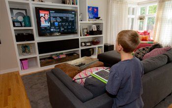 kid watching tv