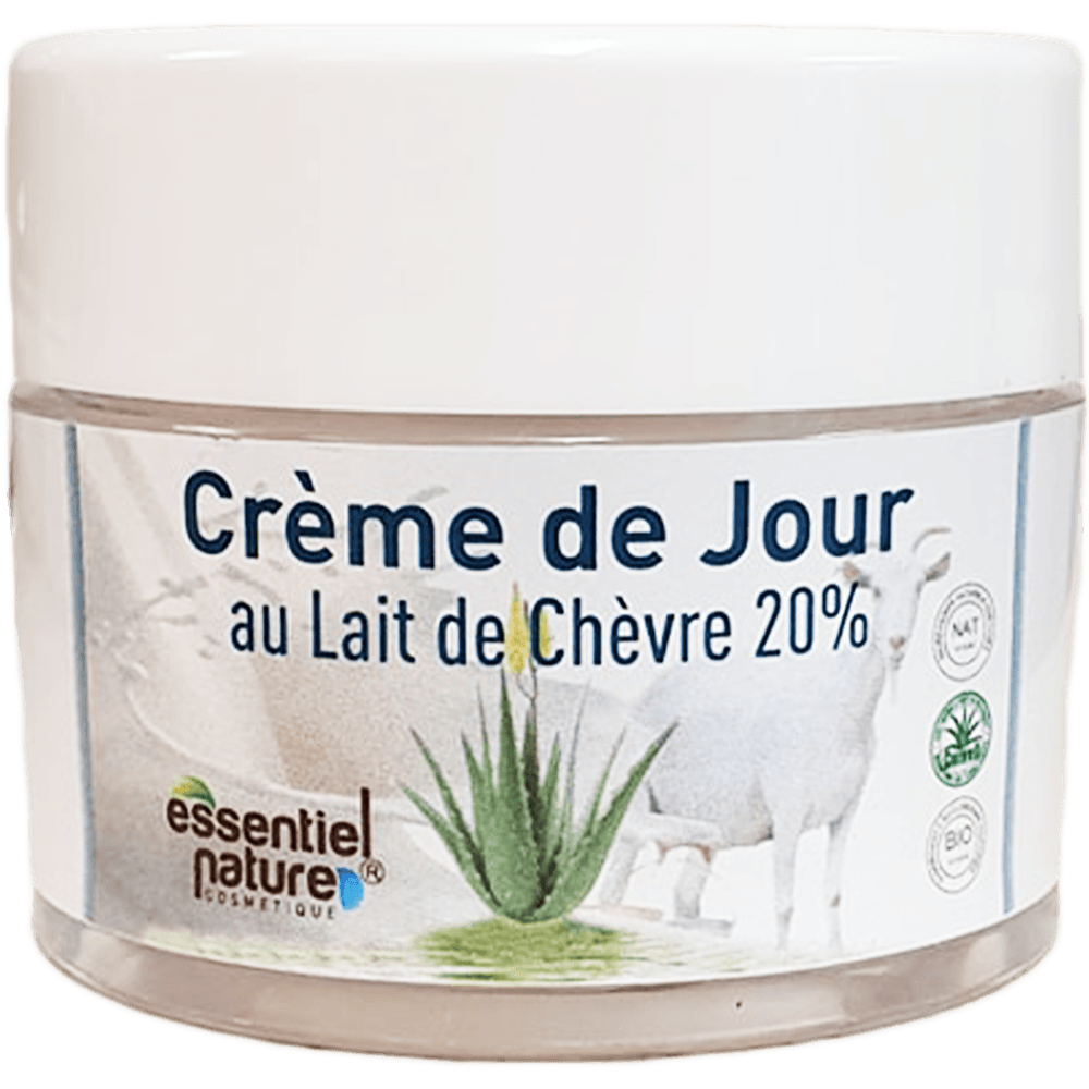 Crème de jour avec 20% de lait de chèvre bio + Aloe Vera bio. Soin du visage hydratant délicatement parfumé «Mademoiselle»