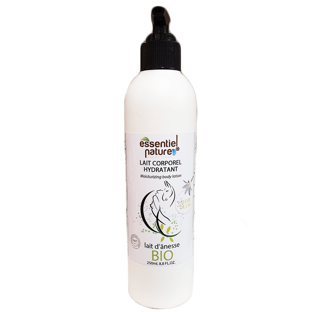 Lait corporel hydratant au lait d'ânesse BIO et aloe vera parfumé à la FLEUR DE LYS 100% naturel