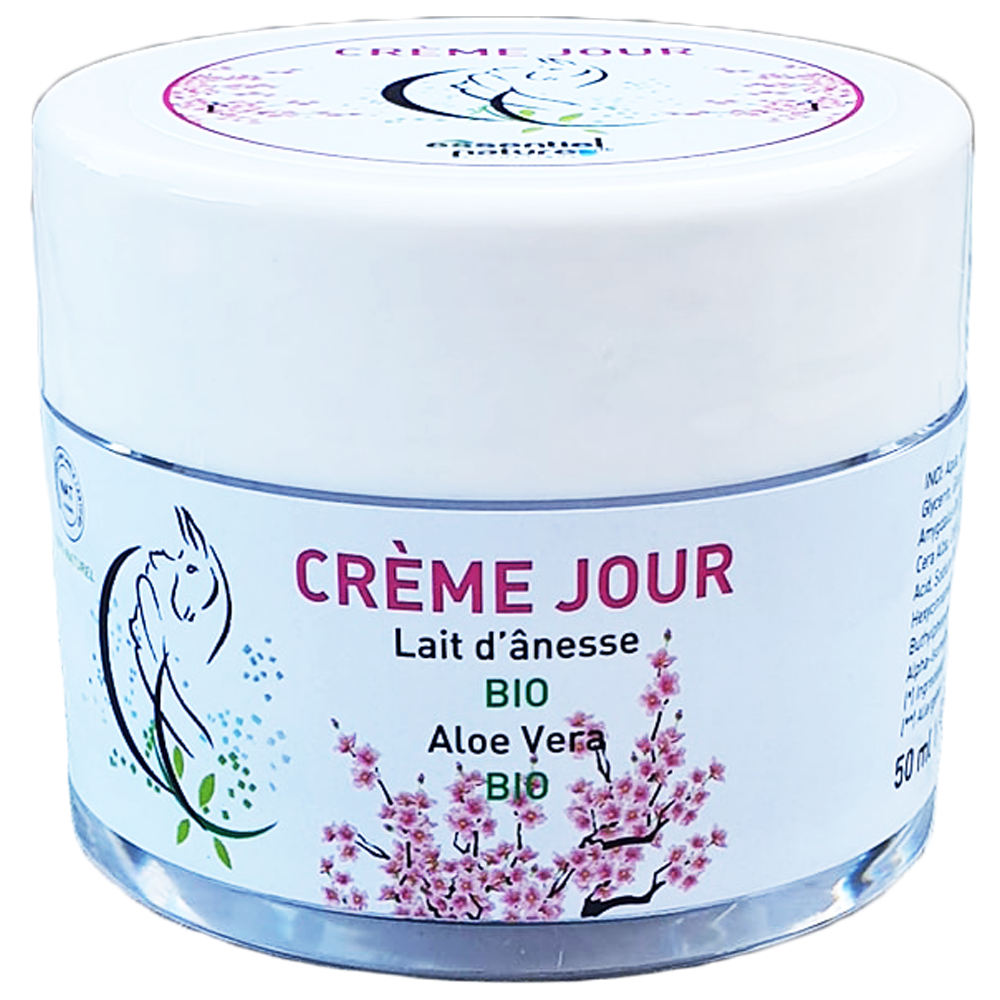 Crème de JOUR au lait d'ânesse BIO 100% naturel, à la FLEUR DE CERISIER