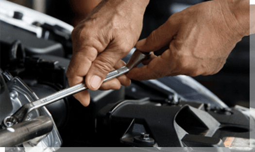two hands and tools