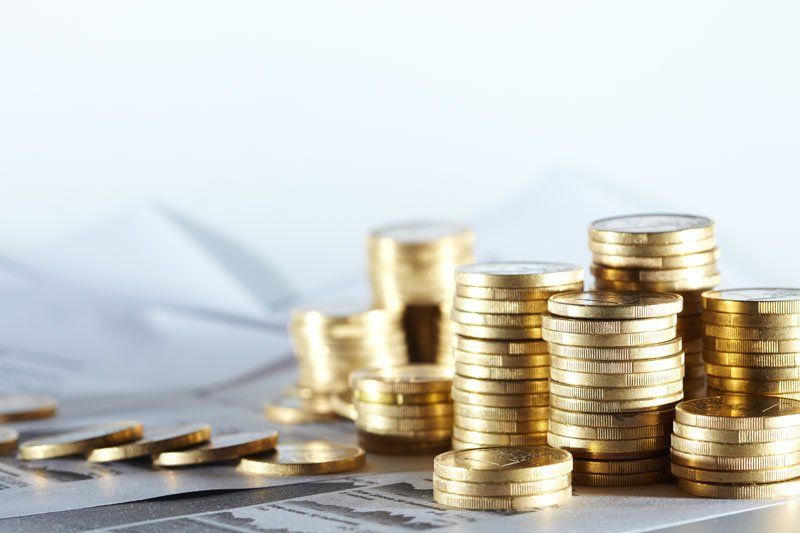 Coins on financial report Coins on financial report
