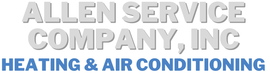 Allen Service Company, Inc. logo in white with a blue bar that says Heating & Air Conditioning.