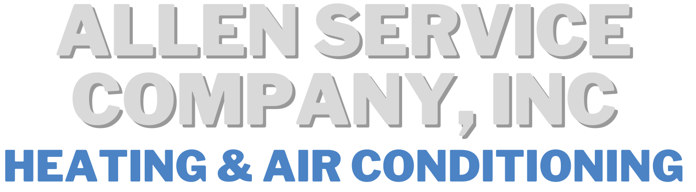Allen Service Company, Inc. logo in white and light blue text on a white background. Heating & Air Conditioning.