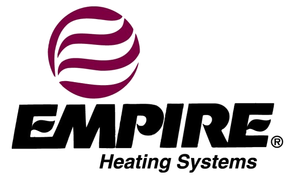 Empire Heating Systems logo: Maroon swirl design above the word 