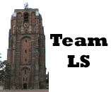 Bakstenen toren met de tekst