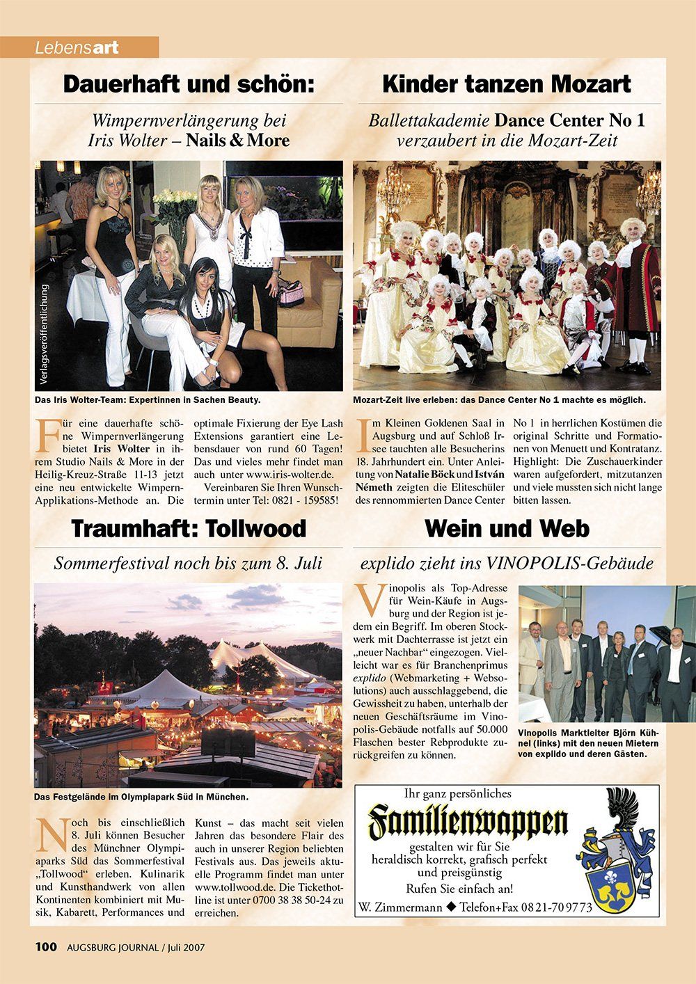 Presseartikel Augsburg Journal Wimpernverlängerung