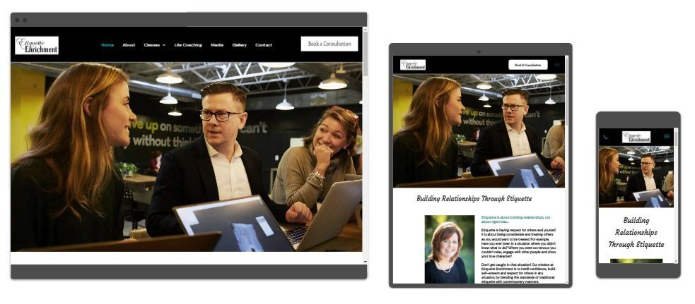 Etiquette Enrichment and Life Coaching website preview