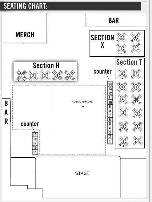 Most shows are standing room only, however if VIP Seating is available: