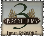 A logo for the 3 brothers family restaurant