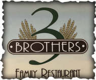 A logo for the 3 brothers family restaurant