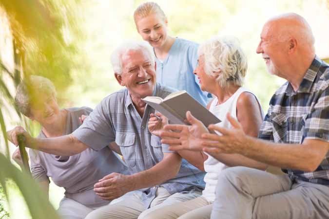 happy elderly people together