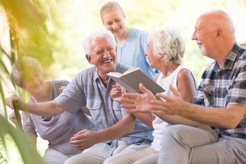 happy elderly people together