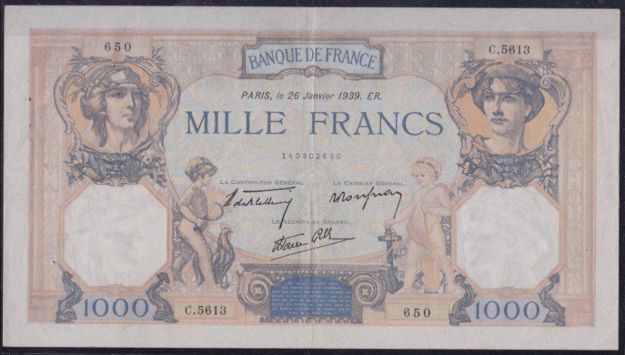 una banconota da 1000 Franchi