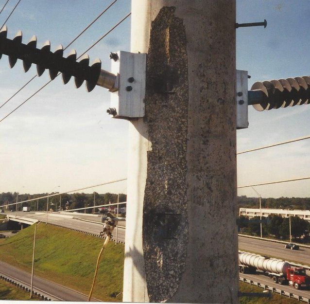 Damaged Utility structure in need of repair