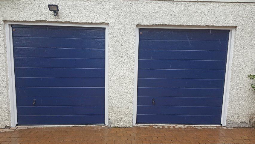 Blue garage door